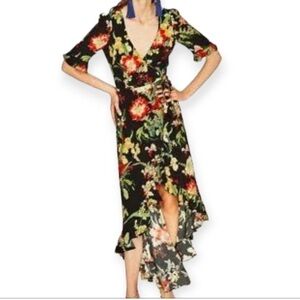 ZARA floral wrap maxi dress size S